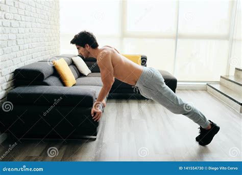 Man Training Chest and Biceps Doing Push-Ups with Backward Grip Stock ...