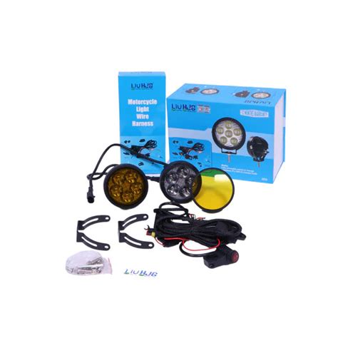 LIU HJG 50W Round 5 LED Fog Lights with Yellow Cap and Wiring Kit and ...