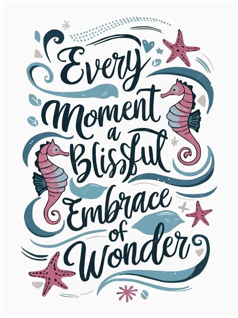 Premium Vector | Seahorses flowers and starfish ocean inspired color palette typography custom ...