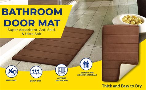 Buy BEAR GRIPS Memory Foam Bathroom Rectangular Door Mat 70 Cm X 45 Cm ...