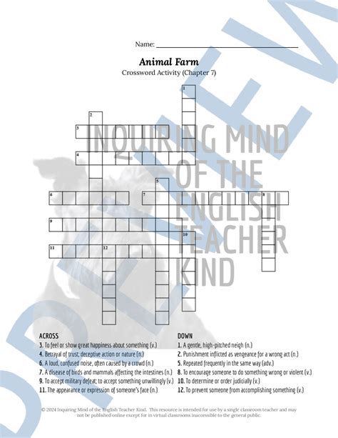 Animal Farm Chapter 7 Vocabulary Games | Teaching Resources