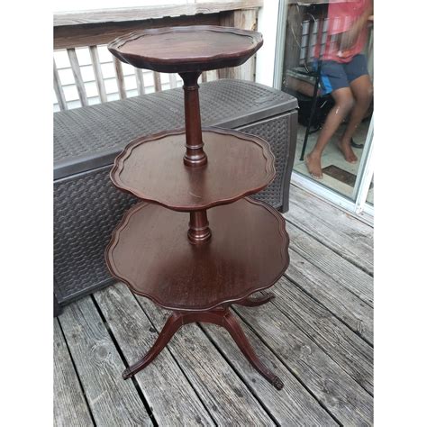 Antique Mersman Mahogany Lyre Base 3 Tier Dumbwaiter Table For Sale at ...
