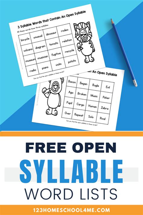 Open Closed Syllables Word Lists 的图像结果