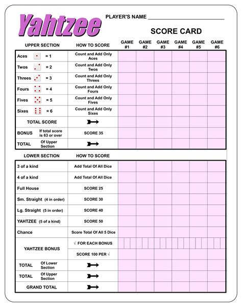 10 best large printable yahtzee score sheets – Artofit