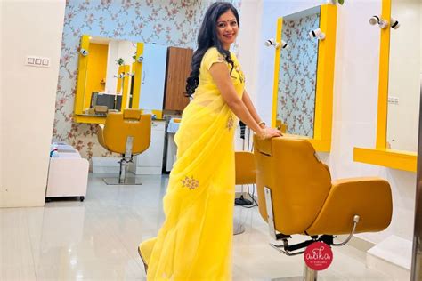 "Customer Spotlight: Nita Shines in Our Yellow Embroidered Kota Saree ...