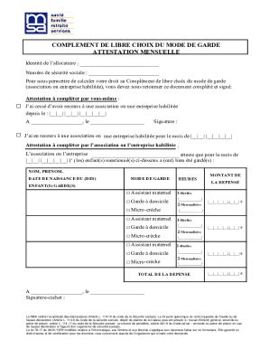 Fillable Online Complement libre choix de mode de garde Fax Email Print ...