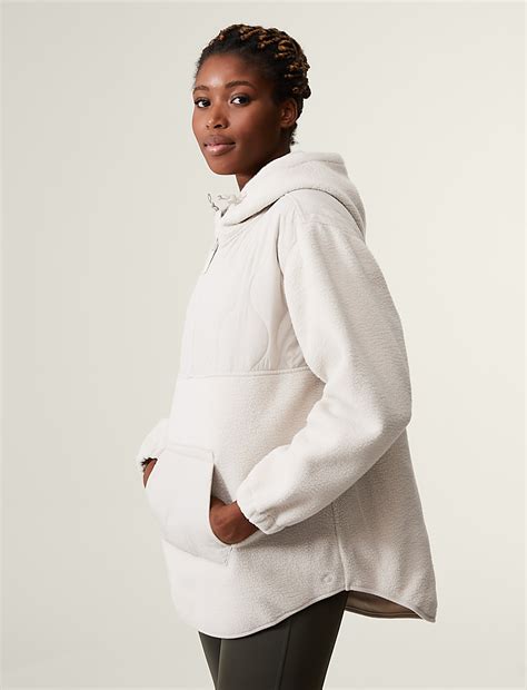 Buy Borg Quilted Half Zip Hooded Fleece at Marks & Spencer