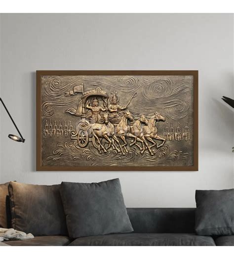 Buy Krishna Arjuna Rath Mahabharat 3D Relief Mural Wall Art Online ...