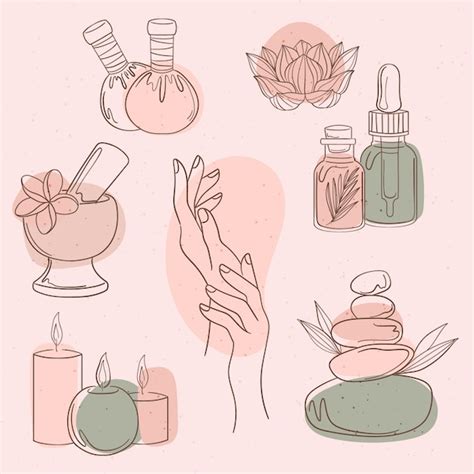 Hand drawn spa elements | Premium Vector