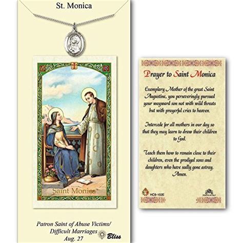 Buy Pewter St. Monica Medal on an 18 inch Lite Curb Chain with a Prayer ...