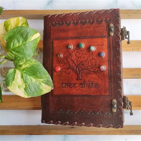 Large Seven Stone Journal With Lock Tree of Life Embossed - Etsy India