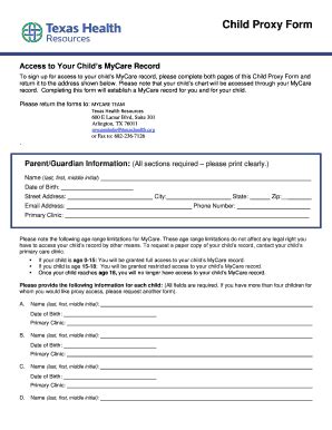 To Download The Child Proxy Form - MyCare - Texas Health Resources ...