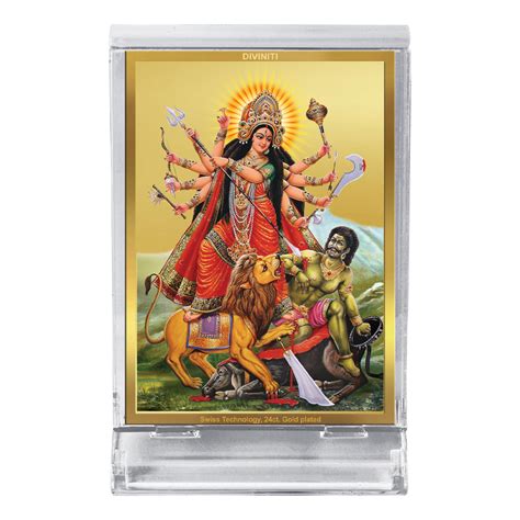 Diviniti 24K Gold Plated Durga Ji Frame For Car Dashboard, Home Decor ...