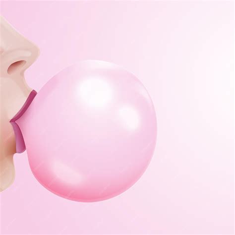 Premium Vector | Girl blowing gum realistic woman mouth blow bubble gums chewing lips and pink ...