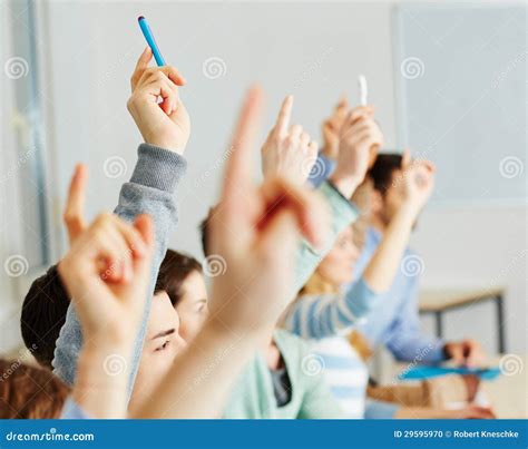 Students Raising Hands in Class Stock Photo - Image of hand, finger ...