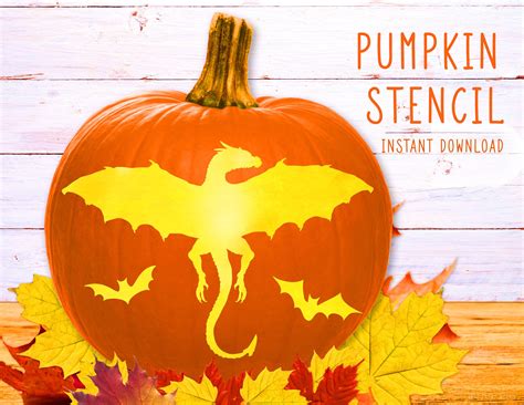 Dragon Pumpkin Stencil, Printable Pumpkin Stencil, Jack O' Lantern ...