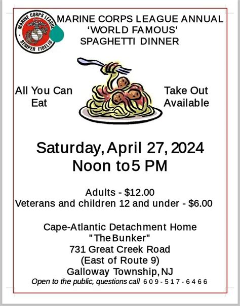 Cape-Atlantic Marine Corps League World Famous Spaghetti Dinner., 731 ...
