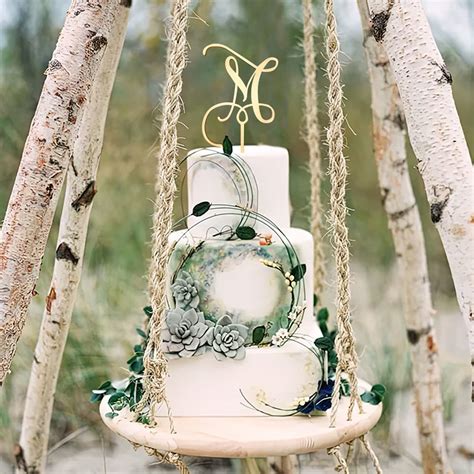 KISKISTONITE Initials M Cake Topper, Monogram Cake Topper M, Rustic ...