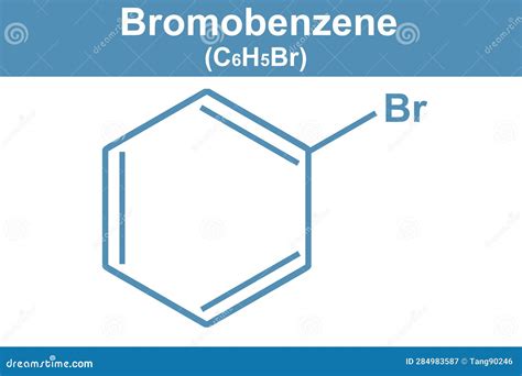 Chemistry Illustration of Bromobenzene C6H5Br in Blue Stock ...