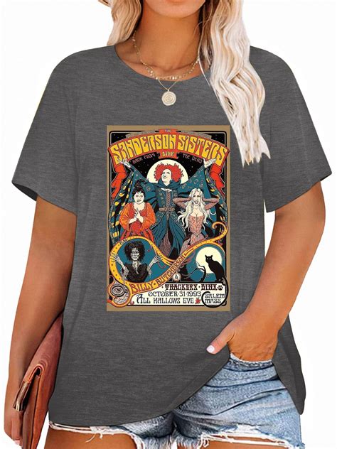 XCHQRTI Hocus Pocus Shirts for Women Plus Graphic Tees Halloween Plus ...