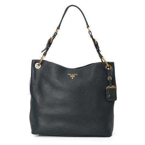 Shop Pre-Owned Authentic Prada Blue Vitello Diano Cervo Hobo Bag One ...