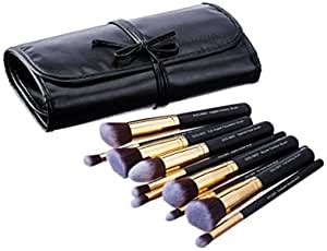 Amazon Brand - Solimo Makeup Brush Set With PU Leather Case (10 Pieces ...