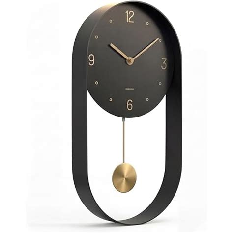 Driini Modern Pendulum Wall Clock - Black and Gold India | Ubuy