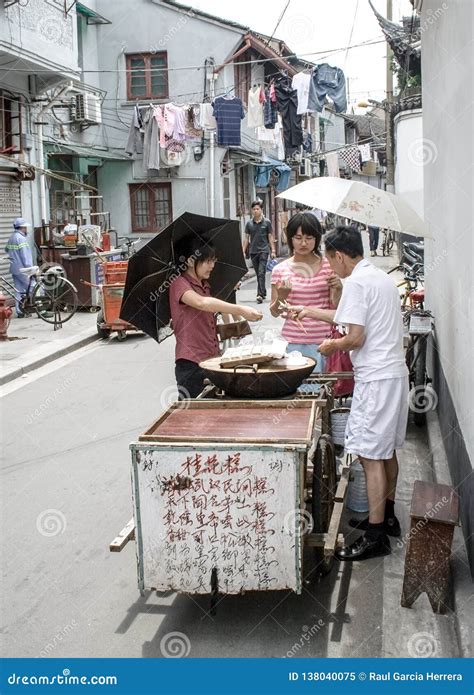 Typical Outdoor Kitchen on a Street. Chinese Food Vendor Market ...