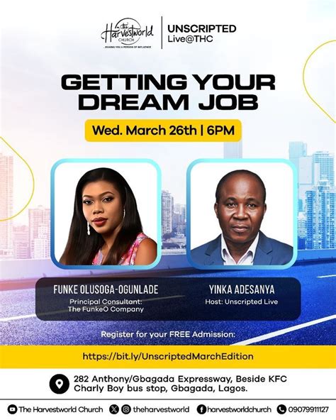 GETTING YOUR DREAM JOB @UNSCRIPTED LIVE , 282, Anthony/Gbagada ...
