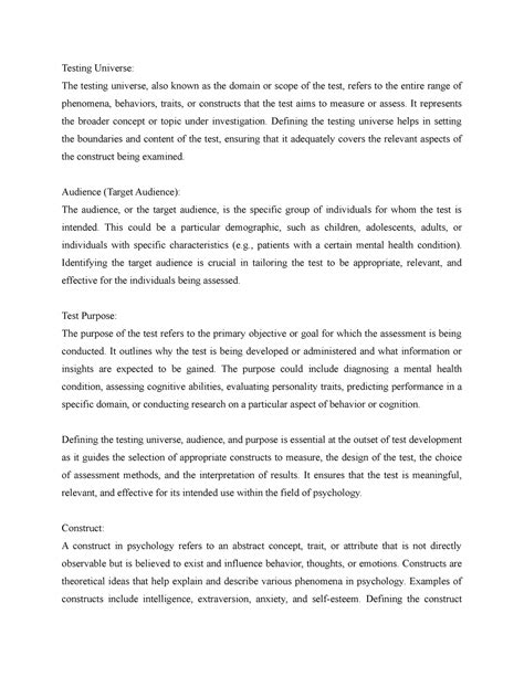 Unit 1 - Testing Universe: The testing universe, also known as the ...