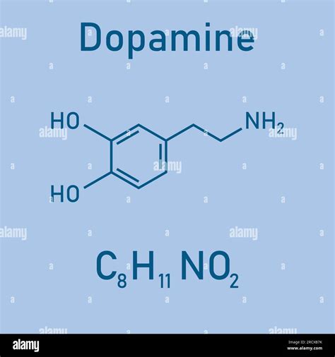 Chemical structure of Dopamine (C8H11NO2). Chemical resources for teachers and students. Vector ...