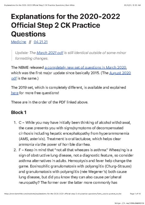 Old Free 120 - Step 2 CK Practice Questions Explanations & Insights ...