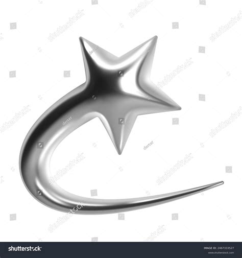 3d Y2k Chrome Flying Star Curved Stock Vector (Royalty Free) 2467333527 ...
