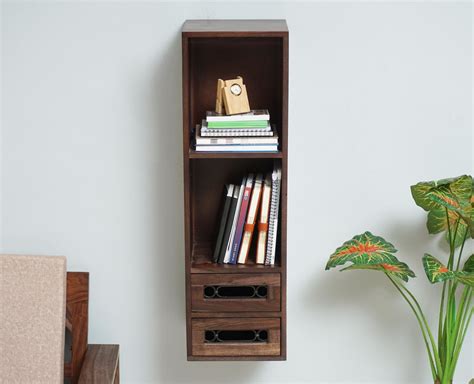Sweden Wooden Decor Wall Shelve with Two Drawers