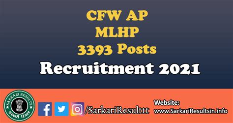 CFW AP MLHP Recruitment 2021 Apply for 3393 Posts
