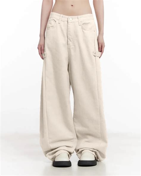 Mid-Rise Cargo Wide-Leg Trouser in Apricot – Littlebox India