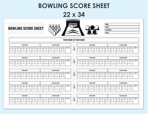 Printable Bowling Score Sheets (Templates) - PDF - WordLayouts