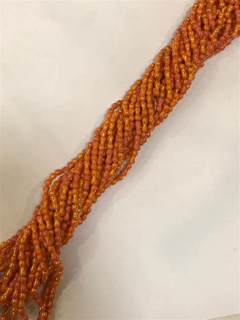 Orange Bone Shape Glass Beads