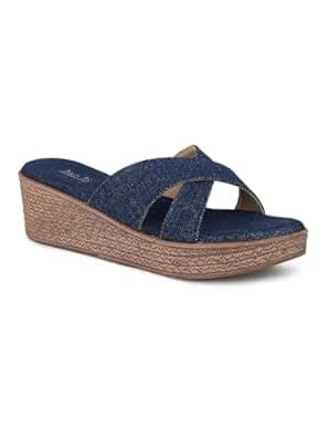 Buy Inc.5 Women Navy Denim Wedges Heels at Amazon.in