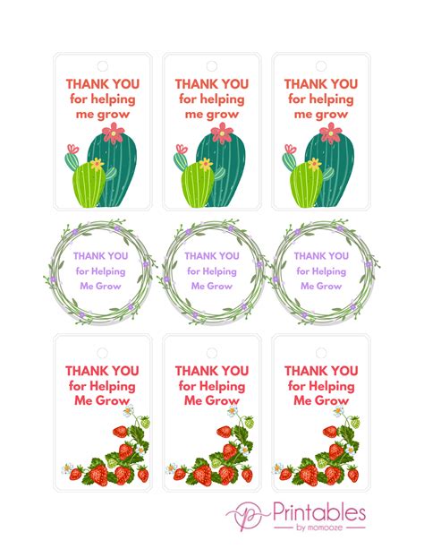 FREE Thank You For Helping Me Grow Printable: Cute Tags To Print At Home