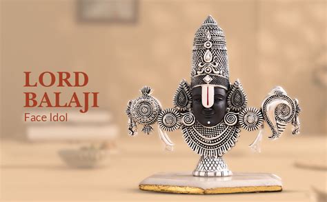 Buy Svastika Lord Balaji Face Idol | 4 Inch Silver Plated Venkateswara ...