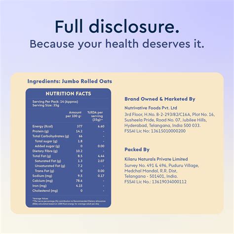 Jumbo rolled oats, Fiber, Protein — Nourish You