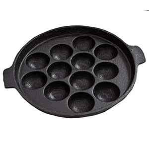 Buy Seematis Kitchen Cast Iron Paniyaram Pan, Pre Seasoned (12 Pit ...