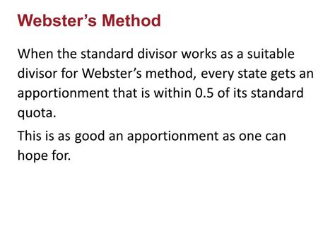 Image result for Webster's Method Example Simple