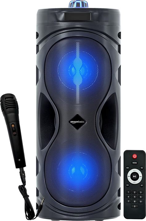 amazon basics Party Speaker with Karaoke Mic, 16W, 4" Double Woofer ...
