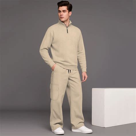Beige High Neck Sweatshirt & baggy Cargo Tracksuit – TRIPR