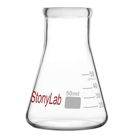 Buy stonylab 1-Pack Glass 50 ml Heavy Wall Narrow Mouth Erlenmeyer ...