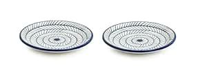 STOREPEDIA Handmade Indigo Chevron Ceramic Quarter Plate Set of 2 Side ...