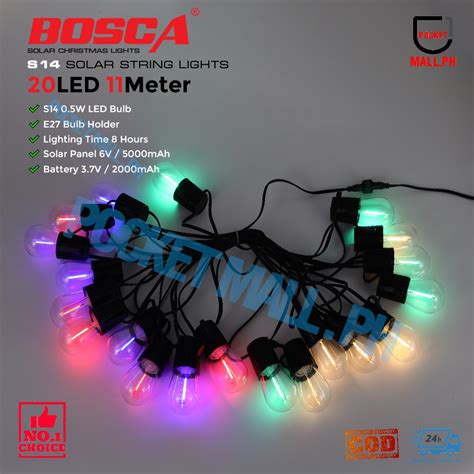 BOSCA S14 Solar String Light 10Bulbs 7M and 20Bulbs 11M Indoor/Outdoor ...
