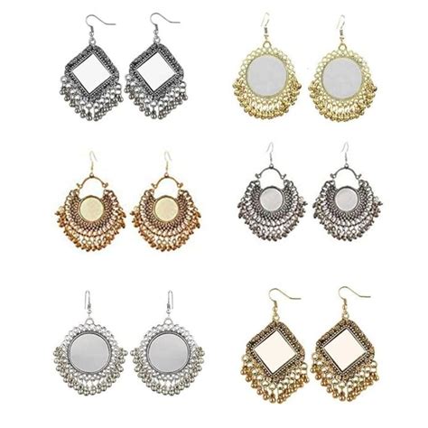 Buy Yellow Chimes Silver Earrings Afghani Kashmiri Tribal Style ...